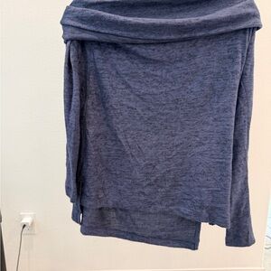 Saks Fifth Avenue Heathered Navy Blue Cowl Neck Top